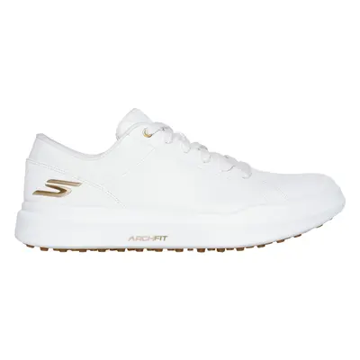 Skechers Women's Relaxed Fit: GO GOLF Drive Golf Shoes in White/Gold, Size | Leather/Synthetic, 