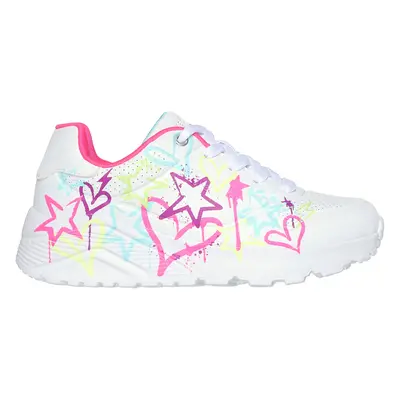 Skechers Girls Uno Lite - My Drip Sneaker in White, Size | Synthetic, Machine Washable