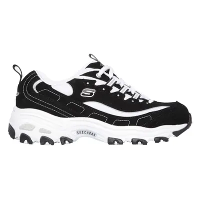 Skechers Women's D'Lites - Biggest Fan Sneaker in Black/White, Size | Leather/Synthetic/Textile