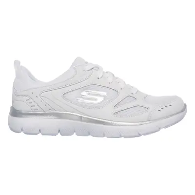 Skechers Women's Summits - Suited Sneaker in White/Silver, Size | Leather/Textile/Synthetic