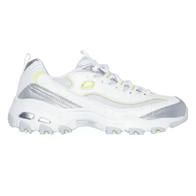 Skechers Women's D'Lites - Chromatic Sneaker in White/Silver/Lime, Size | Synthetic/Textile