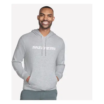 Skechers Men's Heritage Strikethrough Hoodie in Light Gray, Size | Cotton/Polyester