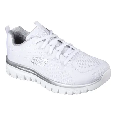 Skechers Women's Graceful - Get Connected Sneaker in White/Silver, Size | Textile/Synthetic, Veg