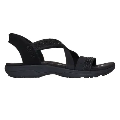 Skechers Women's Slip-ins: Reggae Slim - Summer Sparkle Sandals in Black, Size | Textile/Synthet