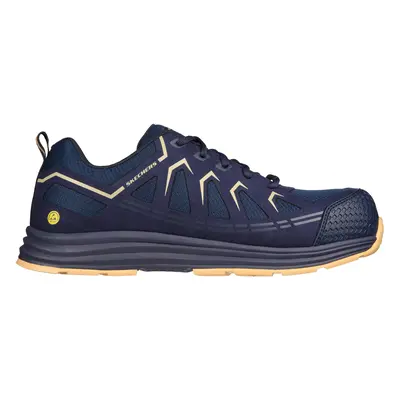 Skechers Men's Work: Malad II Comp Toe Sneaker in Navy Blue/Tan, Size | Textile/Synthetic