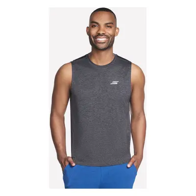 Skechers Men's GO DRI Charge Muscle Tank Top in Black/Charcoal, Size | Polyester