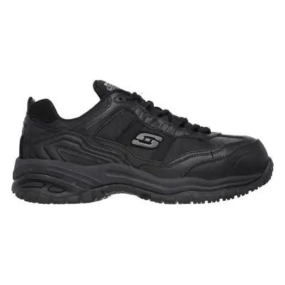 Skechers Men's Work Relaxed Fit: Soft Stride - Grinnell Sneaker in Black, Size | Leather/Textile