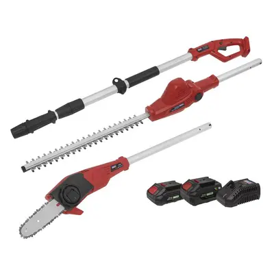 Sealey CP20VTPCOMBO Telescopic Cordless Hedge Trimmer & Chainsaw Kit 20V Sv20 Series - 2 Batteri