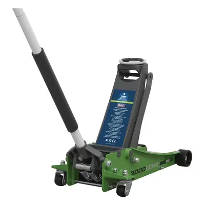 Sealey 3000LEHV Trolley Jack 3 Tonne Low Profile Rocket Lift Hi-Vis Green