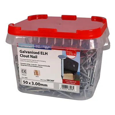 Timco GEC50T Extra Large Head Clout Nails - Galvanised 50 X 3.00