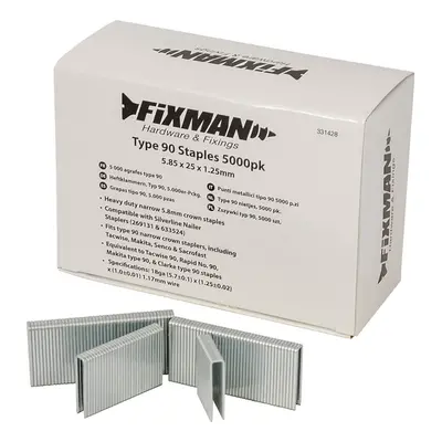 Fixman 331428 Type 90 Staples 5000Pk 5.80 X 25 X 1.25Mm Each 5000