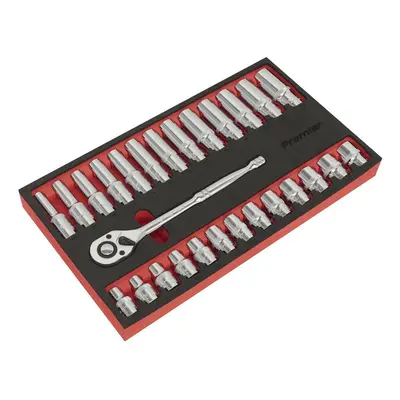 Sealey AK66723 Ratchet Wrench & Socket Set 27Pc 1/2inSq Drive