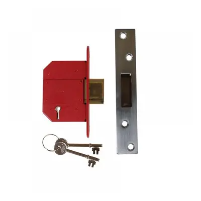 Union J2100S-SC-3.0 Strongbolt 2100S Bs 5 Lever Mortice Deadlock 81Mm 3In Satin Chrome Box