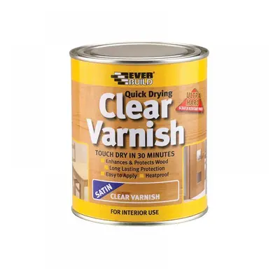 Everbuild Sika 482980 Quick Dry Wood Varnish Satin Clear 750Ml