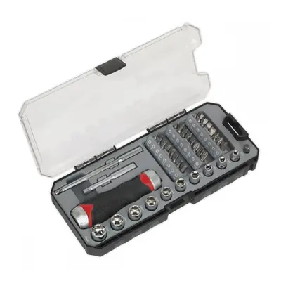 Sealey AK64905 Fine Tooth Ratchet Screwdriver Socket & Bit Set 38Pc