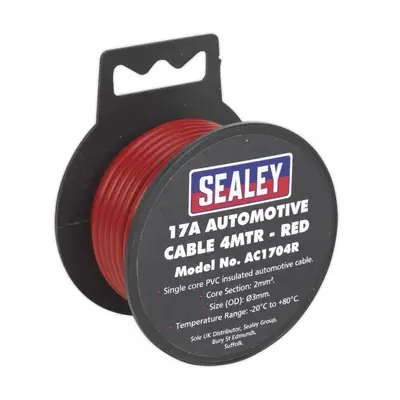 Sealey AC1704R Automotive Cable Thick Wall 17A 4M Red