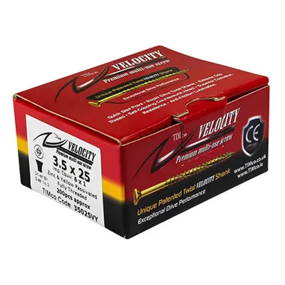 Timco 60060VY Velocity Premium Multi-Use Screws - Pz - Double Countersunk - Yellow 6.0 X 60 Box 