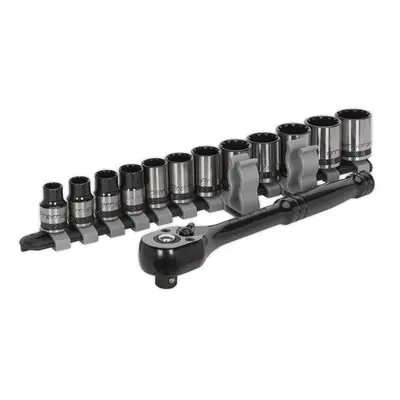 Sealey AK7973 Socket Set 13Pc 3/8inSq Drive Total Drive® Metric - Black Series