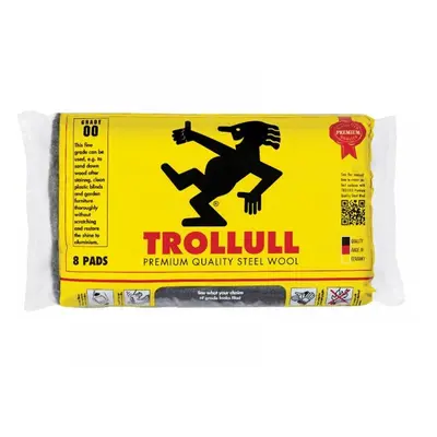 Trollull TRL771274 Extra Large Steel Wool Pads Grade 00 (Pack 8)