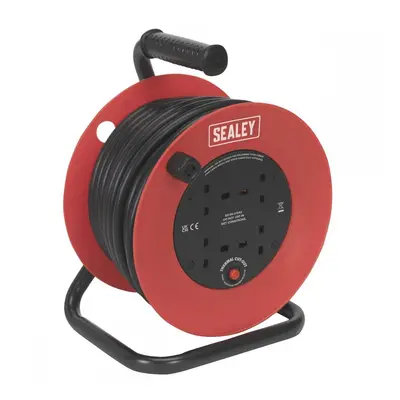 Sealey CR22525 Cable Reel 25M 4 X 230V 2.5Mm² Heavy-Duty Thermal Trip