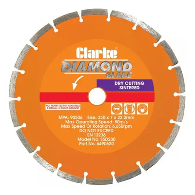 Clarke 6490620 Ssd230 230Mm Diamond Blade