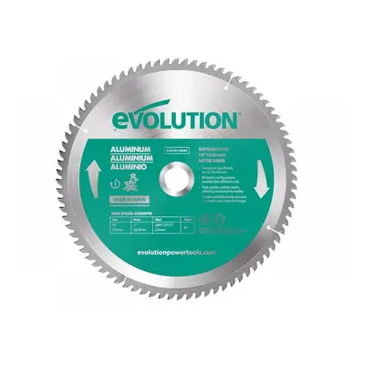 Evolution A255TCT-80MS Aluminium Cutting Mitre Saw Blade 255 X 25.4Mm X 80T