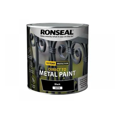 Ronseal 39213 Direct To Metal Paint Black Satin 2.5 Litre