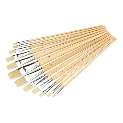 Silverline 633927 Artists Paint Brush Set 12Pce Flat Tips Each 1