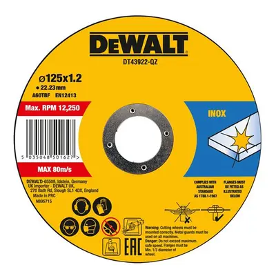 Dewalt DT43922-QZ Metal Cutting Disc 125 X 1.2 X 22.23Mm