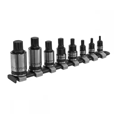 Sealey AK6214B Spline Socket Bit Set 8Pc 1/4in 3/8in & 1/2inSq Drive Black Series