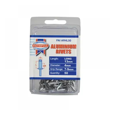 Faithfull Aluminium Rivets 4 X 13Mm Long Pre-Pack Of 50