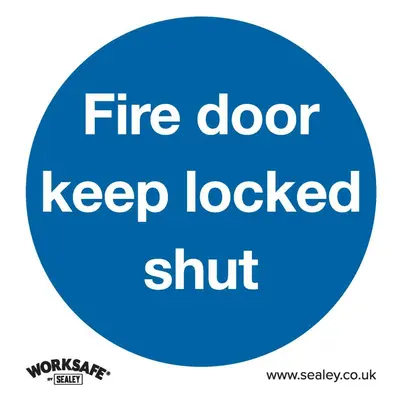 Sealey SS4P10 Mandatory Safety Sign - Fire Door Keep Locked Shut - Rigid Plastic - Pack Of 10