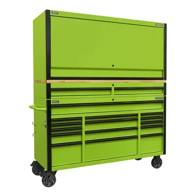 Sealey AP6115BECOMBO1 15 Drawer 1549Mm Mobile Trolley With Wooden Worktop And Hutch And 2 Drawer