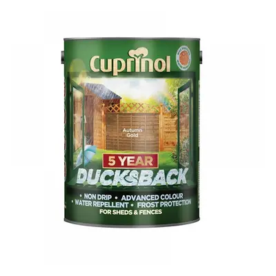 Cuprinol 5111363 Ducksback 5 Year Waterproof For Sheds & Fences Autumn Gold 5 Litre