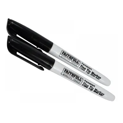 Faithfull Fibre Tip Marker Pen Black (Pack 2)