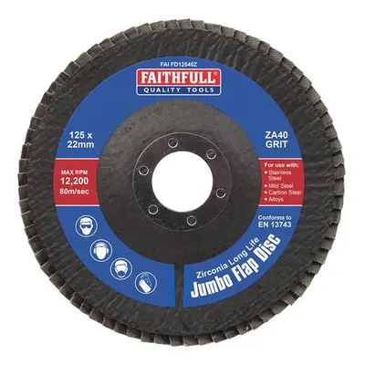 Faithfull Zirconia Abrasive Jumbo Flap Disc Za40 125Mm