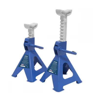 Sealey VS2002BL Axle Stands (Pair) 2 Tonne Capacity Per Stand Ratchet Type - Blue