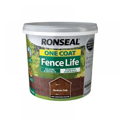 Ronseal 38289 One Coat Fence Life Medium Oak 5 Litre