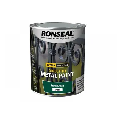 Ronseal 39203 Direct To Metal Paint Rural Green Satin 750Ml