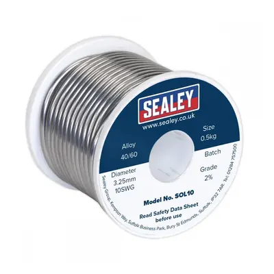 Sealey SOL10 Solder Wire Quick Flow 3.25Mm/10Swg 40/60 0.5Kg Reel