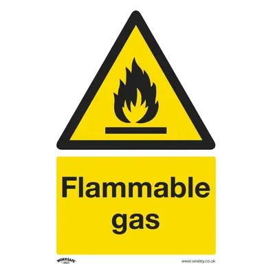 Sealey SS59V10 Warning Safety Sign - Flammable Gas - Self-Adhesive Vinyl - Pack Of 10