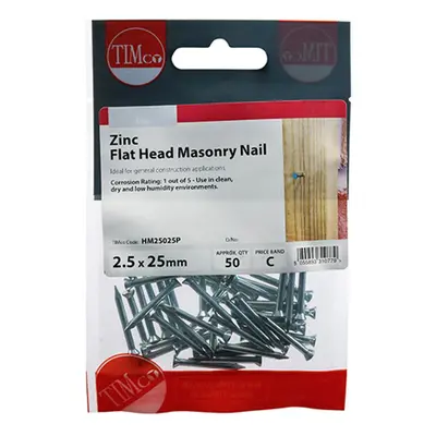 Timco HM25025P Masonry Nails - Zinc 2.5 X 25 TIMpac 50