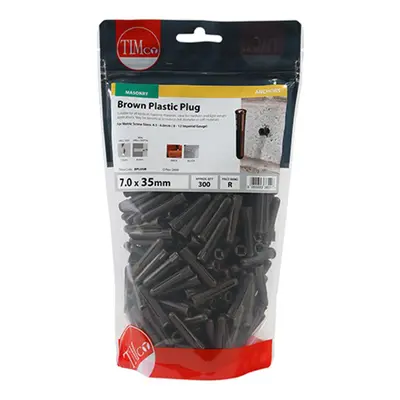 Timco BPLUGB Plastic Plugs - Brown 36Mm TIMbag 300