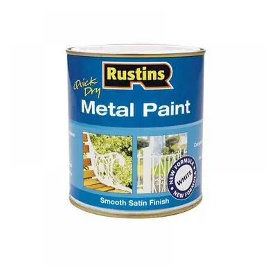 Rustins MPWH250 Quick Drying Metal Paint Smooth Satin White 250Ml