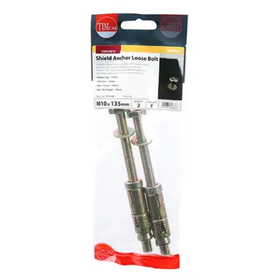 Timco 1075LSHP Shield Anchor Loose Bolts - Yellow M10:75L (M10 X 135) TIMpac 2