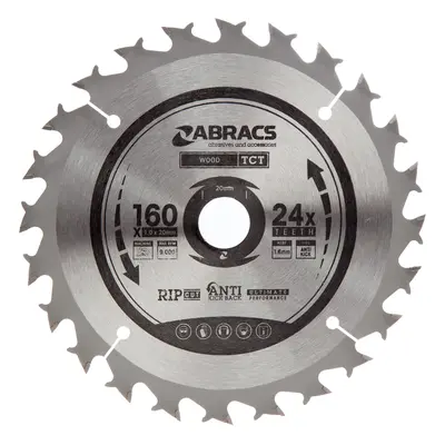 Abracs Tctc16024 Tct Cordless Circular Saw Blade For Wood 160 X 20Mm X 24T