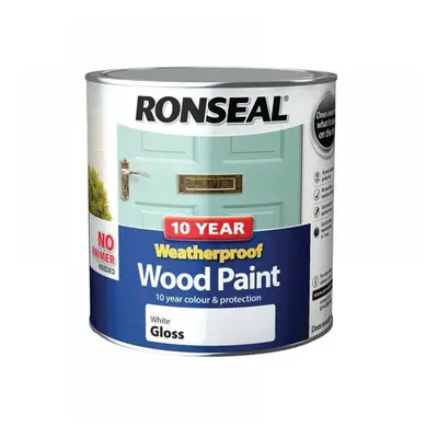 Ronseal 38782 10 Year Weatherproof Wood Paint White Gloss 2.5 Litre