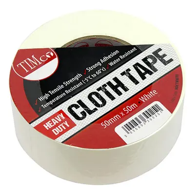 Timco HDCTWHITE Heavy Duty Cloth Tape - White 50M X 50Mm Roll 1