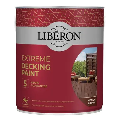 Liberon 126138 Extreme Decking Paint Medium Brown 2.5 Litre