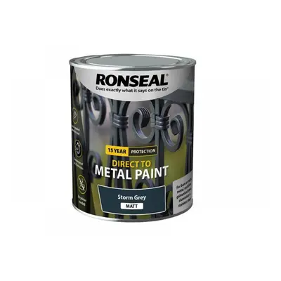 Ronseal 39209 Direct To Metal Paint Storm Grey Matt 750Ml